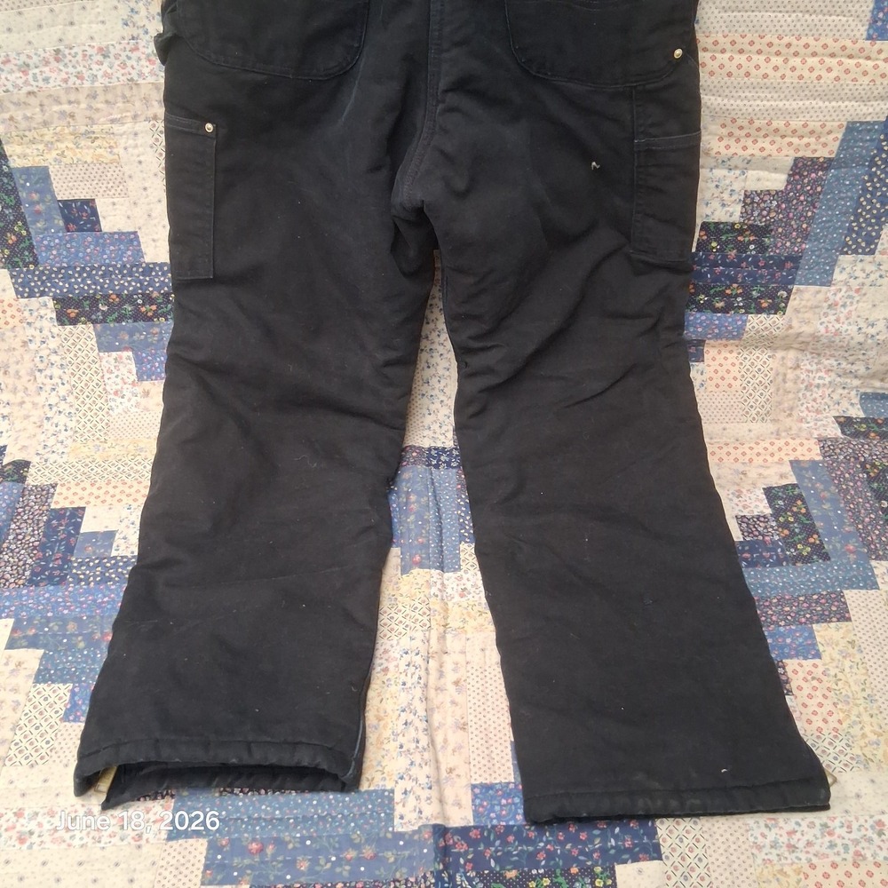 Vintage 2002 Carhartt R03 BLK Insulated Black Double Knee Overall Bibs Sz 32x32 - Picture 5 of 15